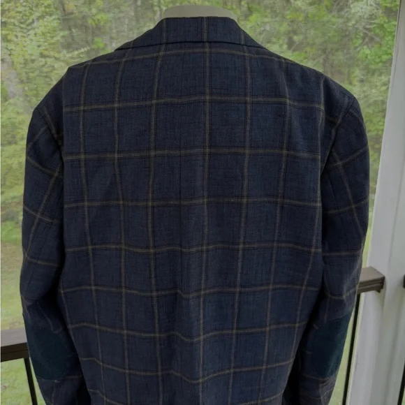Tallia Linen Blazer Mens 46L Window Pane Sport Coat Suit Jacket Preppy Lined